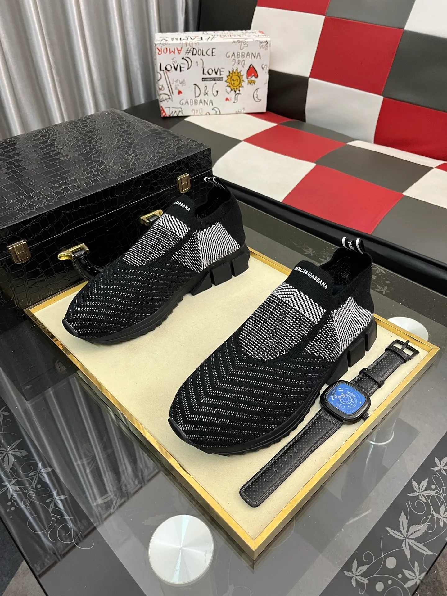 Men's men's shoes💰340⌚️⌚️【DG～】men's casual shoes 2022z cabinet simultaneous sale 🔶🔷🔜The upper is made of cowhide spliced fabric ➕Mesh lining, which is comfortable and breathable. The sole is: the original comfortable and wear-resistant outsole, ⚠️The real thing📱Photographed🎬The real thing is better📢📢📢Size: 35-46